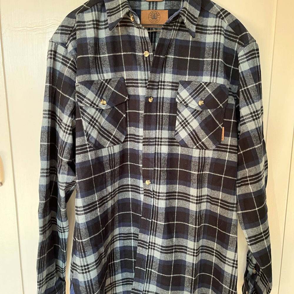 Men's Plaid Shirt - Navy and Light Blue